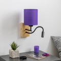 Brilagi - Applique murale LED flexible NUBILA WOOD 1xE27/25W/230V + LED/3W chêne/violet