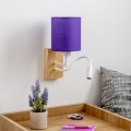Brilagi - Applique murale LED flexible NUBILA WOOD 1xE27/25W/230V + LED/3W chêne/violet