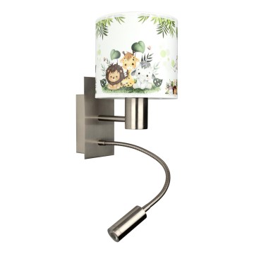 Brilagi - Applique murale LED flexible pour enfants BOBO 1xE27/25W/230V + LED/3W chrome mat/blanc/vert/jungle