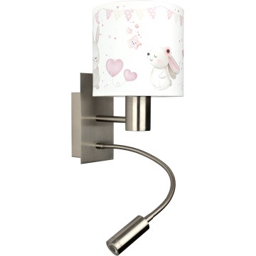Brilagi - Applique murale LED flexible pour enfants BOBO 1xE27/25W/230V + LED/3W chrome mat/crème/motifs lapins