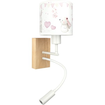 Brilagi - Applique murale LED flexible pour enfants BOBO WOOD 1xE27/25W/230V + LED/3W chêne/blanc/crème/petits lapins
