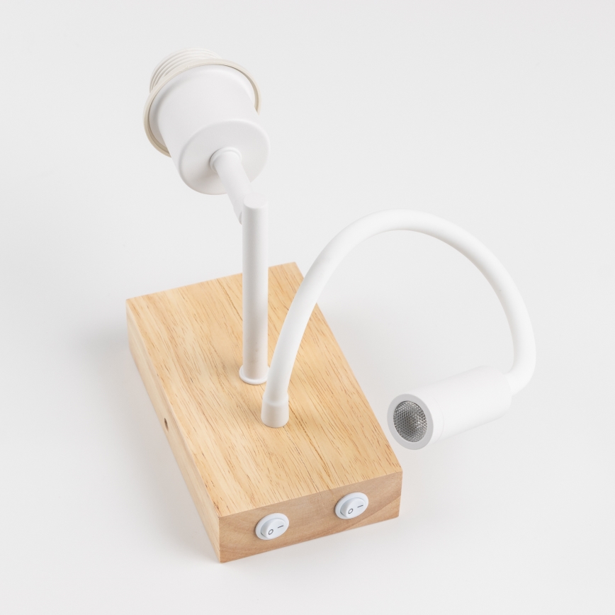 Brilagi - Lampe murale LED flexible NUBILA WOOD 1xE27/25W/230V + LED/3W chêne/blanc/gris clair