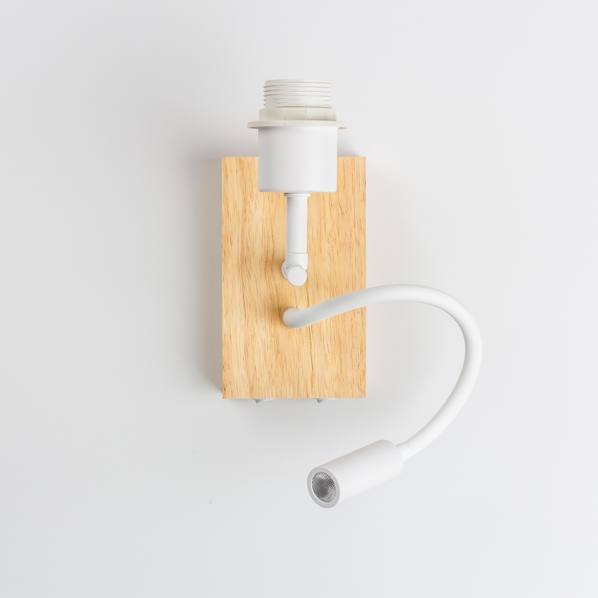 Brilagi - Lampe murale LED flexible NUBILA WOOD 1xE27/25W/230V + LED/3W chêne/blanc/orange