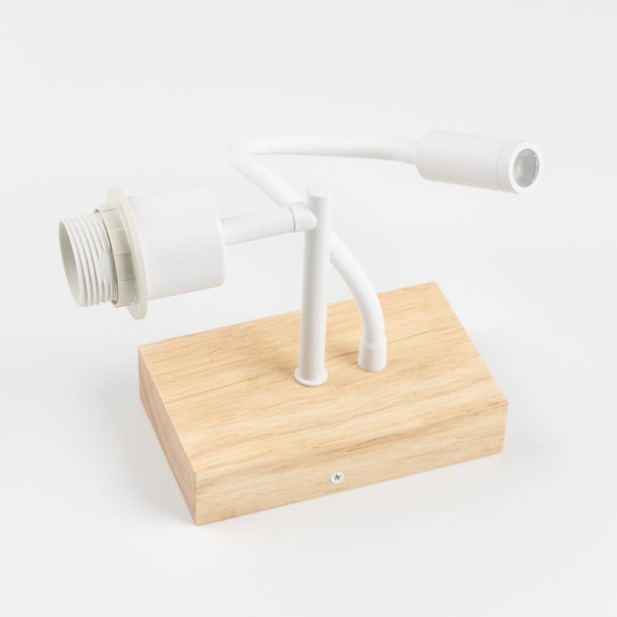Brilagi - Lampe murale LED flexible NUBILA WOOD 1xE27/25W/230V + LED/3W chêne/blanc/orange