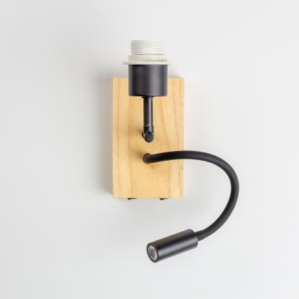 Brilagi - Applique murale LED flexible NUBILA WOOD 1xE27/25W/230V + LED/3W chêne/noir/jaune