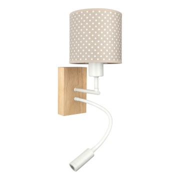 Brilagi - Applique murale LED orientable pour enfants BOBO WOOD 1xE27/25W/230V + LED/3W chêne/blanc/beige/à pois