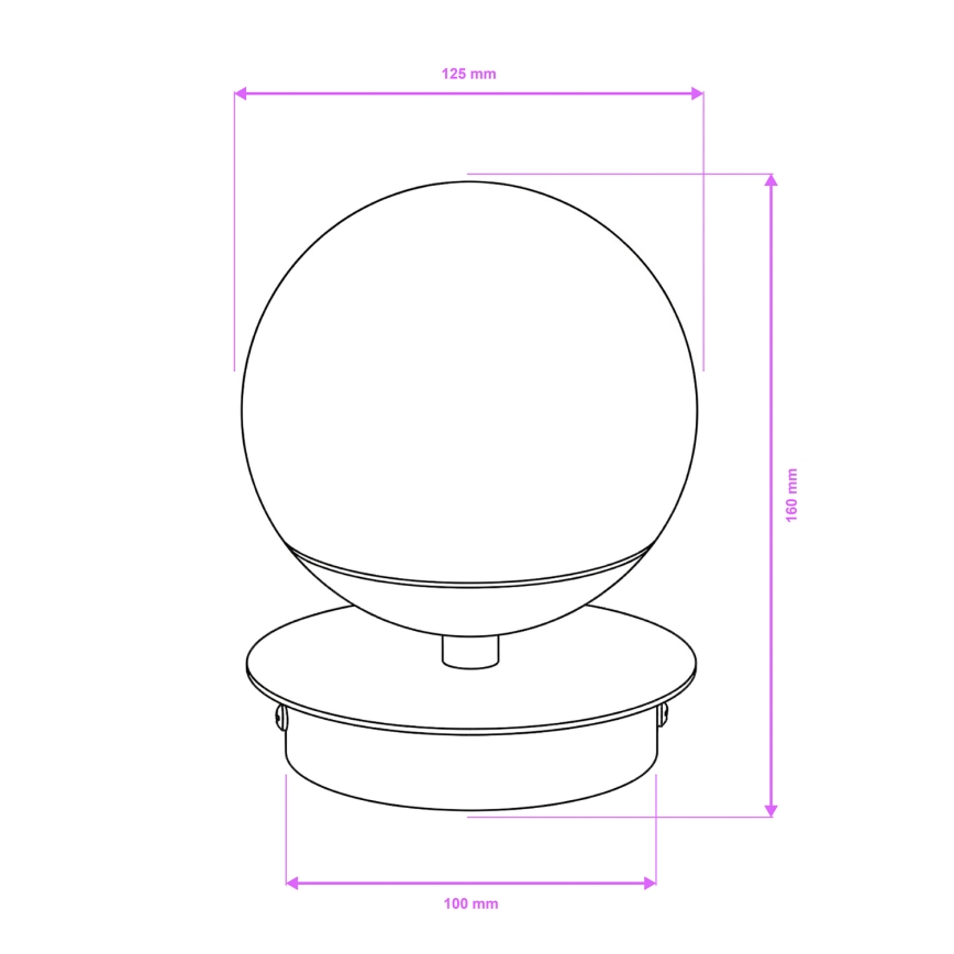 Brilagi - Applique murale LED BALL pour salle de bains, 6W, 230V, 3000/4000/6500K, IP44, noire