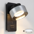 Brilagi - Applique murale LED RGB+CCT dimmable avec port USB AURA LUX 1xGX53/14W/230V 2700-6500K Wi-Fi Tuya noir/fumé