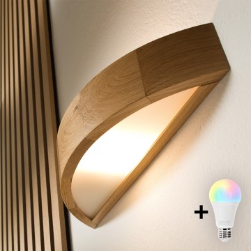 Brilagi - Applique murale LED RGBW dimmable CARVALHO 1xE27/9W/230V 2700-6500K Wi-Fi chêne