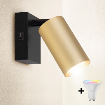 Brilagi - Applique murale LED RGBW dimmable SELE 1xGU10/6W/230V 3000K noire/dorée