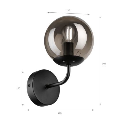 Brilagi - Applique murale MALIVA 1xE14/15W/230V noir/fumé