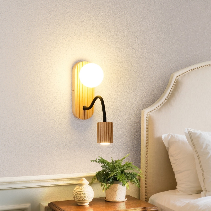 Brilagi - Applique murale MODERN WOOD 1xG9/5W/230V + 1xGU10/8W en bois d'hévéa