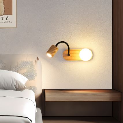 Brilagi - Applique murale MODERN WOOD 1xG9/5W/230V + 1xGU10/8W en bois d'hévéa