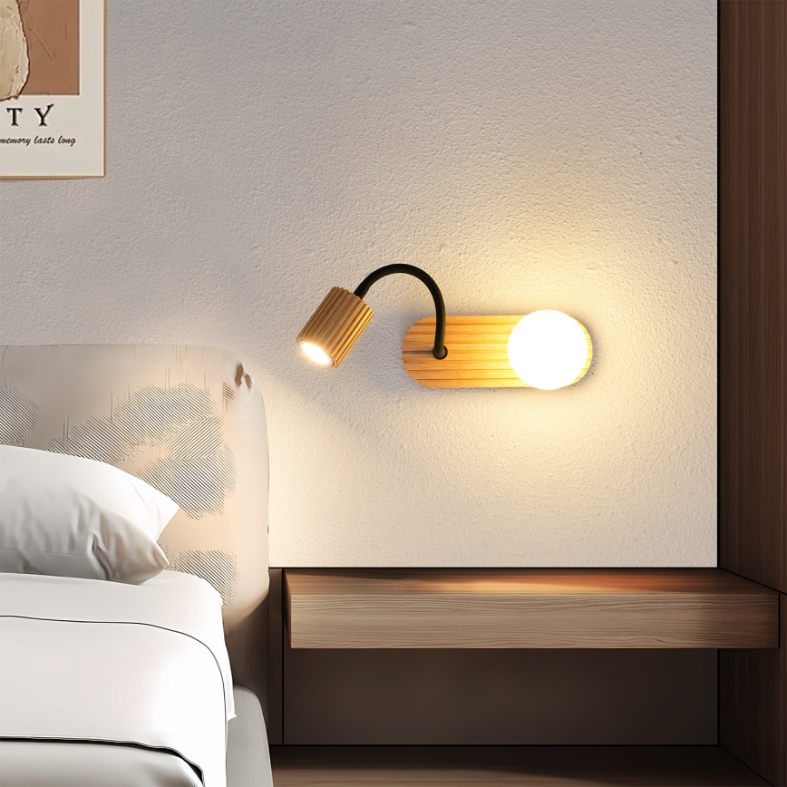 Brilagi - Applique murale MODERN WOOD 1xG9/5W/230V + 1xGU10/8W en bois d'hévéa