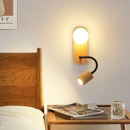 Brilagi - Applique murale MODERN WOOD 1xG9/5W/230V + 1xGU10/8W en bois d'hévéa
