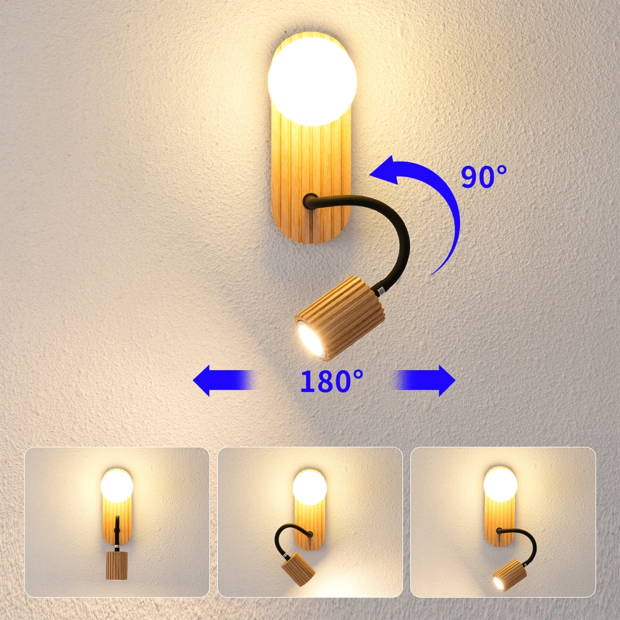 Brilagi - Applique murale MODERN WOOD 1xG9/5W/230V + 1xGU10/8W en bois
