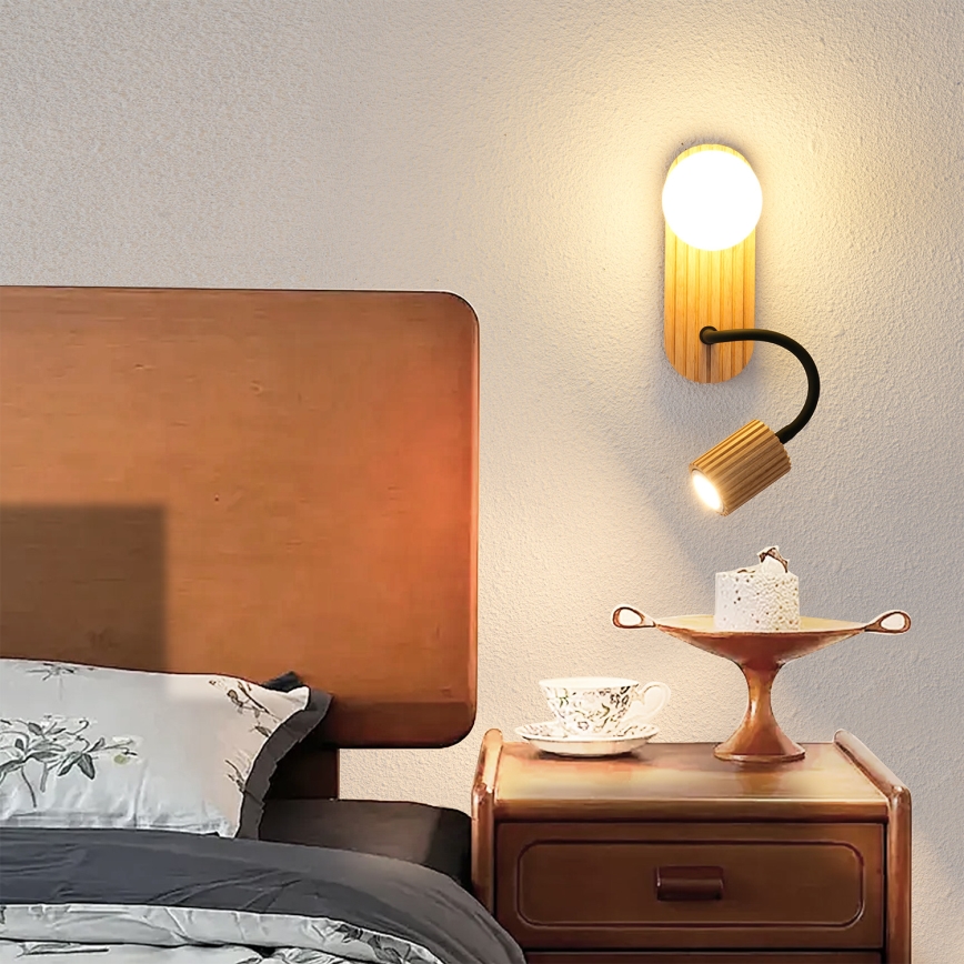 Brilagi - Applique murale MODERN WOOD 1xG9/5W/230V + 1xGU10/8W en bois