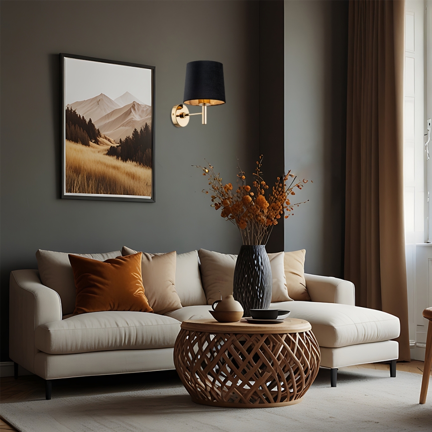 Brilagi - Applique murale MONTE 1xE27/60W/230V noir/doré