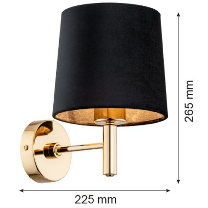 Brilagi - Applique murale MONTE 1xE27/60W/230V noir/doré