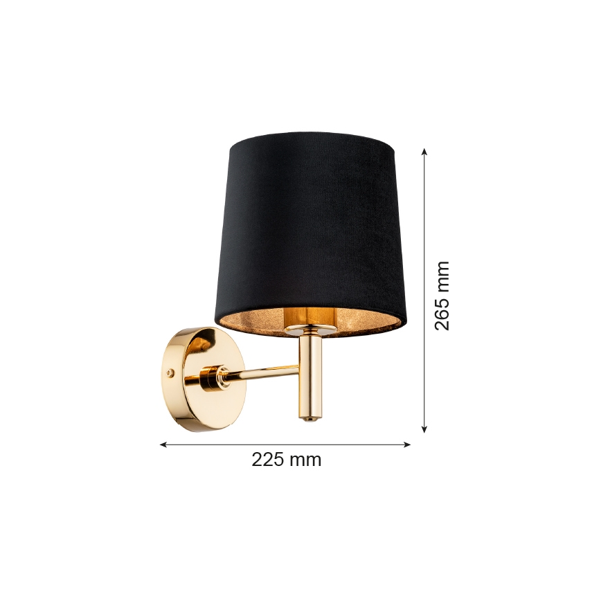 Brilagi - Applique murale MONTE 1xE27/60W/230V noir/doré