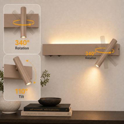 Brilagi - Applique murale orientable ARLIX LED/3W/230V + LED/7W beige IRC 90