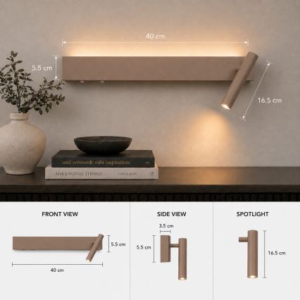Brilagi - Applique murale orientable ARLIX LED/3W/230V + LED/7W beige IRC 90