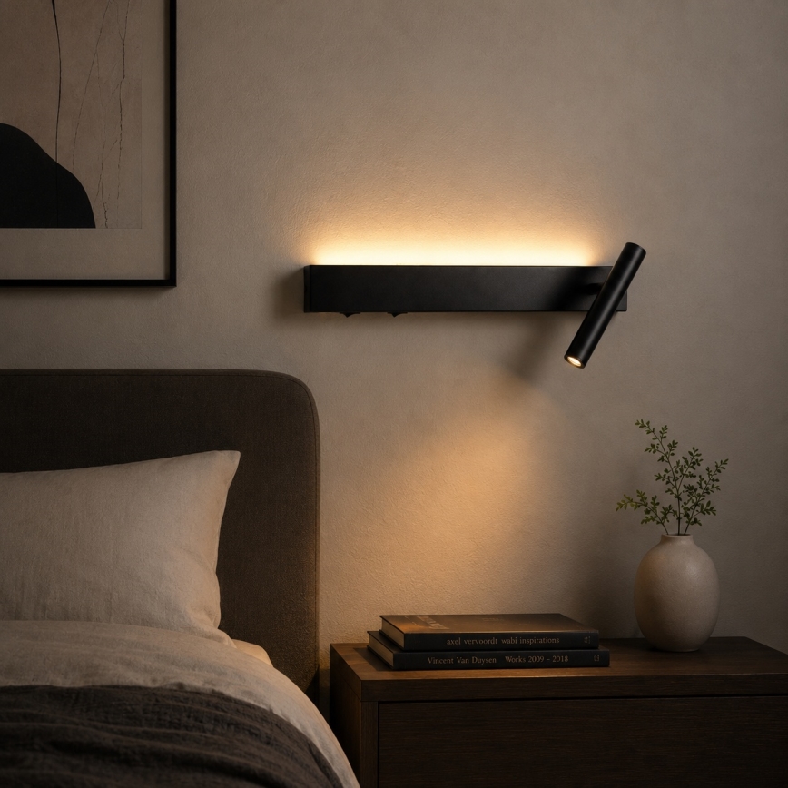 Brilagi - Applique murale orientable ARLIX LED/3W/230V + LED/7W noir IRC 90