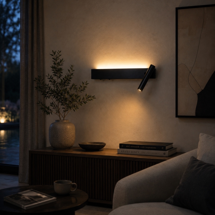 Brilagi - Applique murale orientable ARLIX LED/3W/230V + LED/7W noir IRC 90