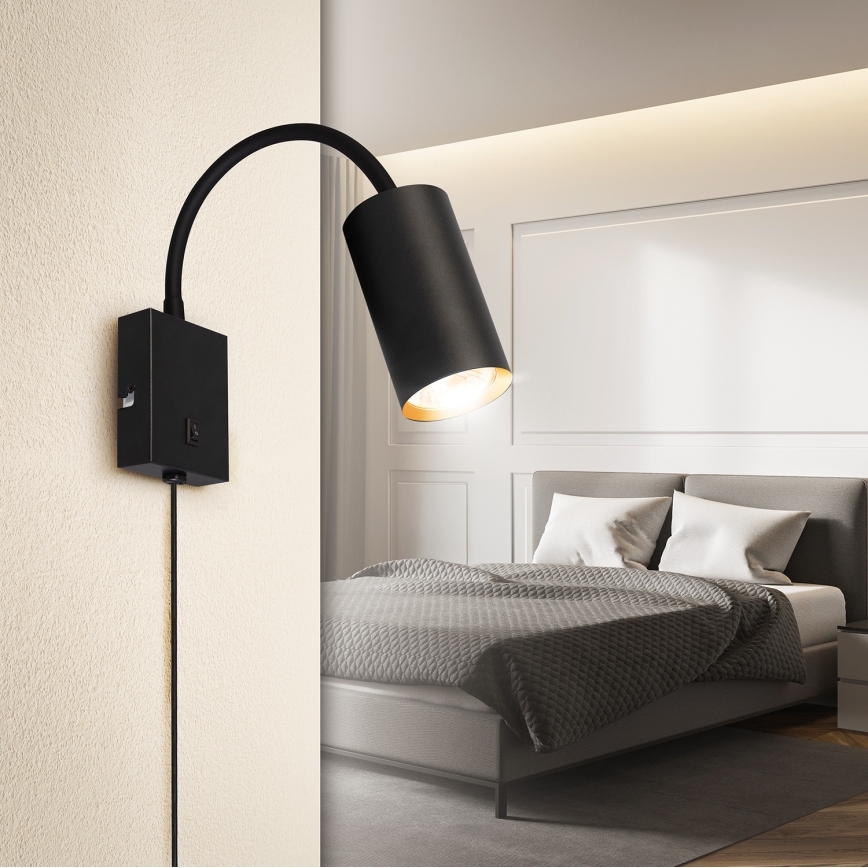 Brilagi - Lampe murale flexible avec interrupteur SELE 1xGU10/30W/230V noir/doré