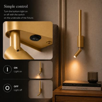 Brilagi - Applique murale orientable VIXON LED/3W/230V + LED/5W dorée IRC 90