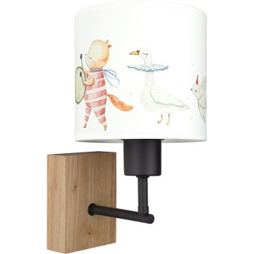 Brilagi - Applique murale pour enfants BOBO WOOD 1xE27/25W/230V chêne/noir/blanc/animaux