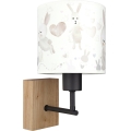 Brilagi - Applique murale pour enfants BOBO WOOD 1xE27/25W/230V chêne/noir/blanc/motif lapins