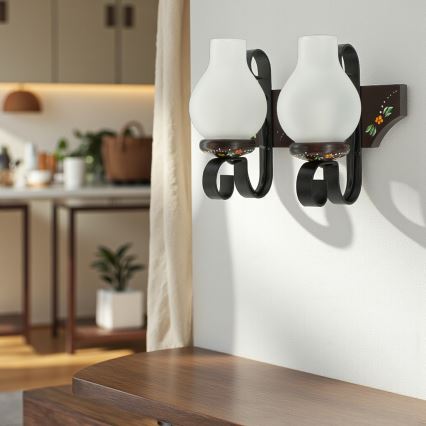 Brilagi - Applique murale QUEEN 2xE14/40W/230V hêtre/wengé