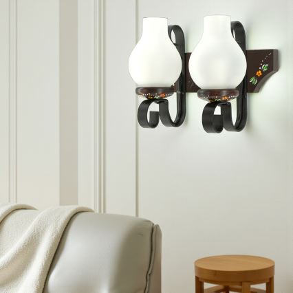 Brilagi - Applique murale QUEEN 2xE14/40W/230V hêtre/wengé