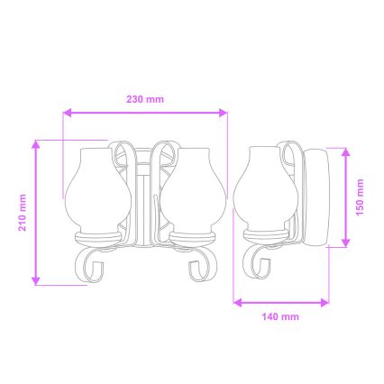 Brilagi - Applique murale ROATA APLICA 2xE14/40W/230V hêtre/noyer