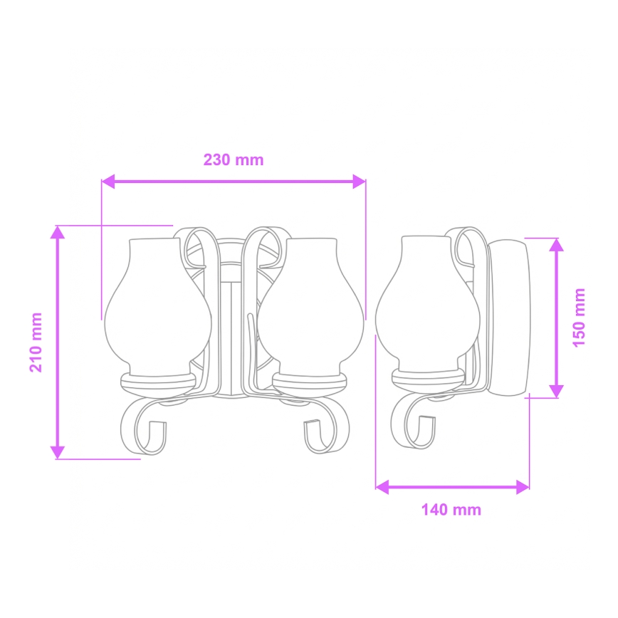 Brilagi - Applique murale ROATA APLICA 2xE14/40W/230V hêtre/noyer