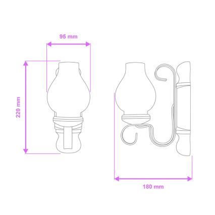 Brilagi - Applique murale RUSTIC 1xE14/40W/230V hêtre/noyer