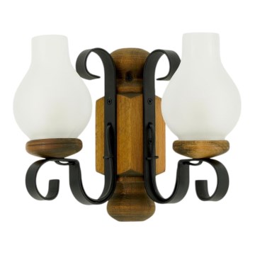 Brilagi - Applique murale RUSTIC 2xE14/40W/230V hêtre/noyer