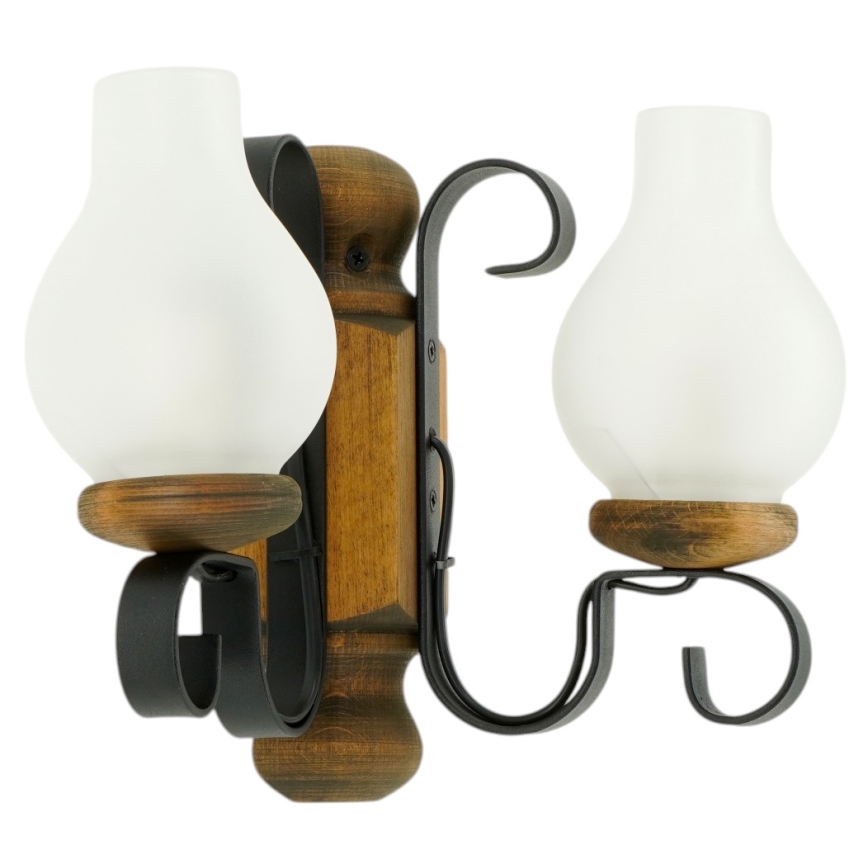 Brilagi - Applique murale RUSTIC 2xE14/40W/230V hêtre/noyer