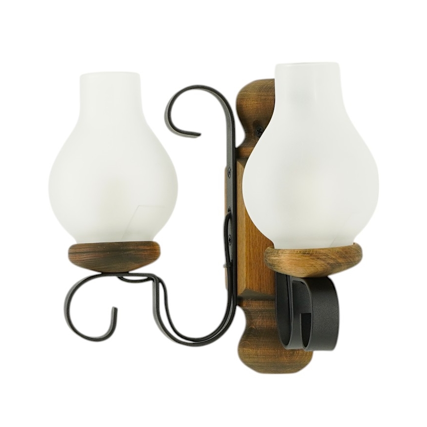 Brilagi - Applique murale RUSTIC 2xE14/40W/230V hêtre/noyer