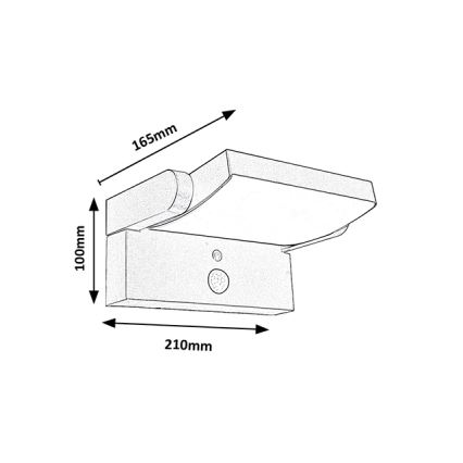 Brilagi - Applique murale solaire avec détecteur de mouvement et de crépuscule ANKLE LED/10W/3,7V 3000 mAh 3000K IP65 anthracite