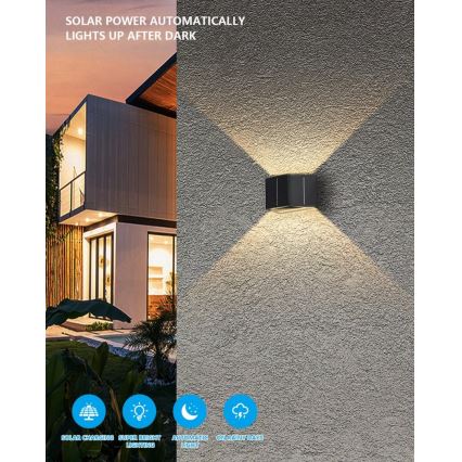 Brilagi - Applique murale solaire SOLAR CUBE LED/2W/3,2V 1300 mAh IP54