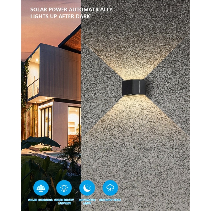 Brilagi - Applique murale solaire SOLAR CUBE LED/2W/3,2V 1300 mAh IP54