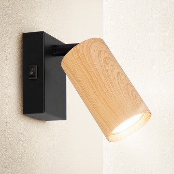 Brilagi - Applique murale spot avec interrupteur SELE 1xGU10/30W/230V noir/décor chêne