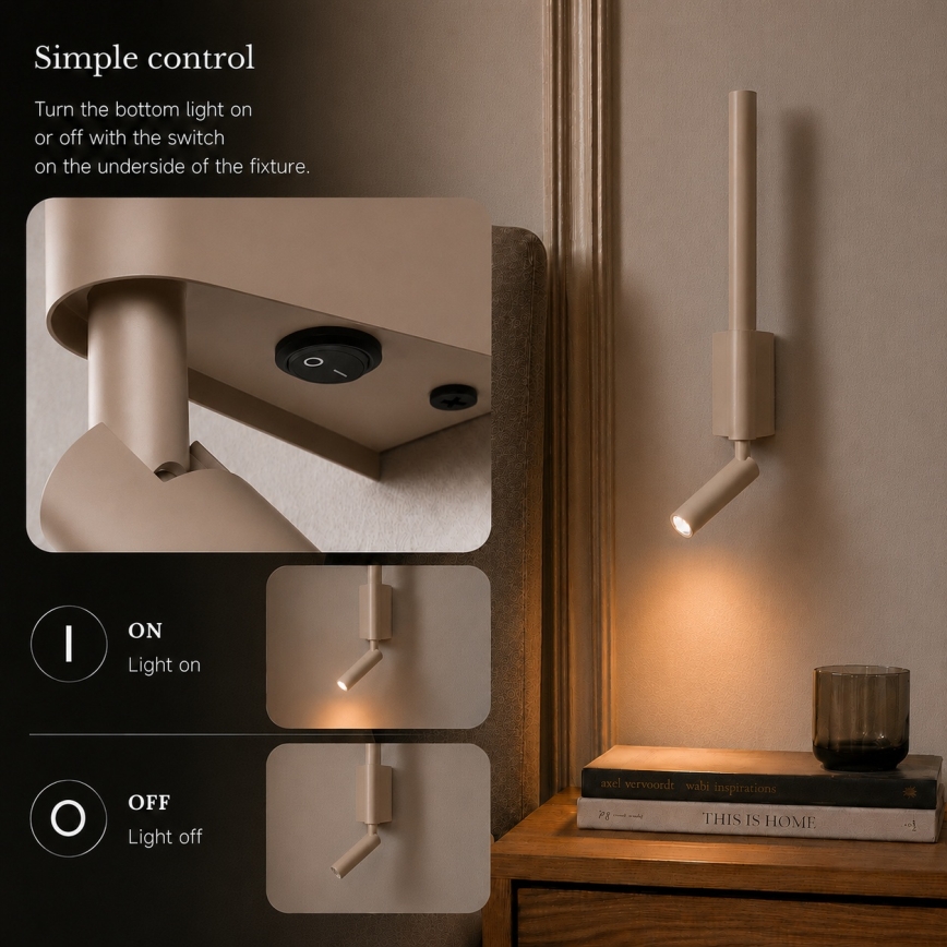 Brilagi - Applique murale spot LED VIXON LED/3W/230V + LED/5W beige IRC 90