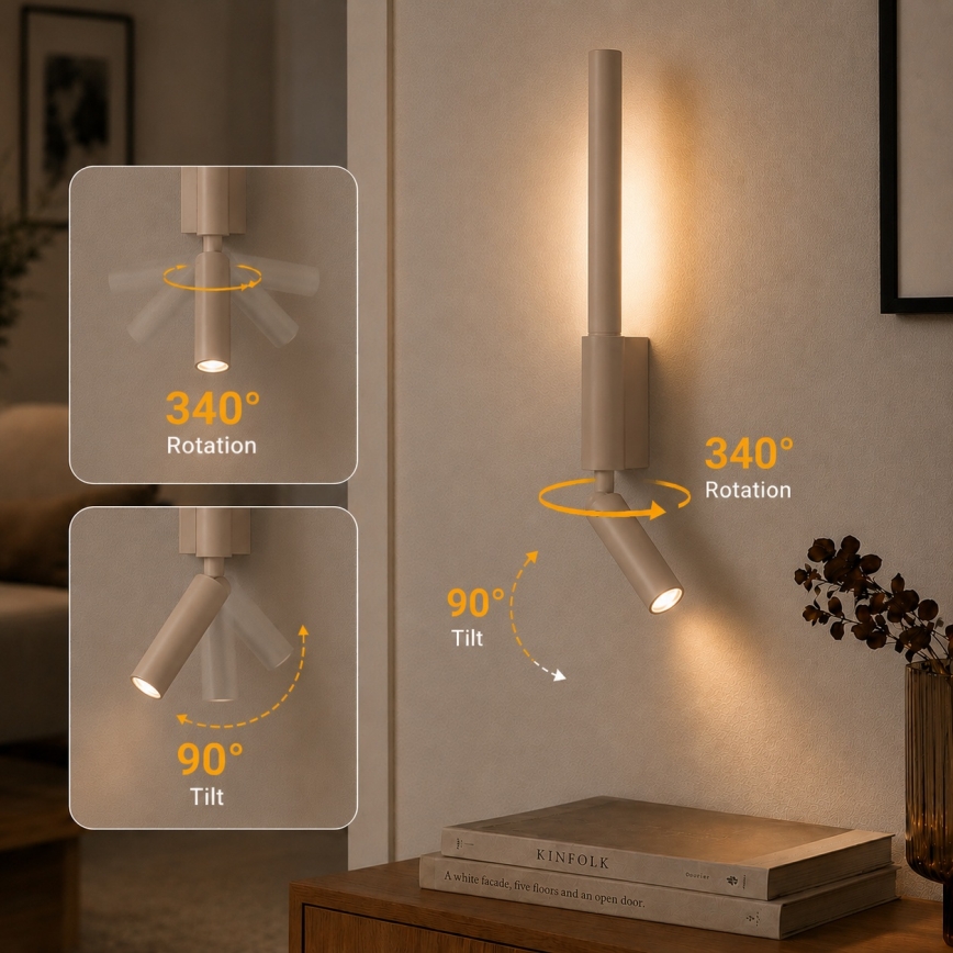 Brilagi - Applique murale spot LED VIXON LED/3W/230V + LED/5W beige IRC 90
