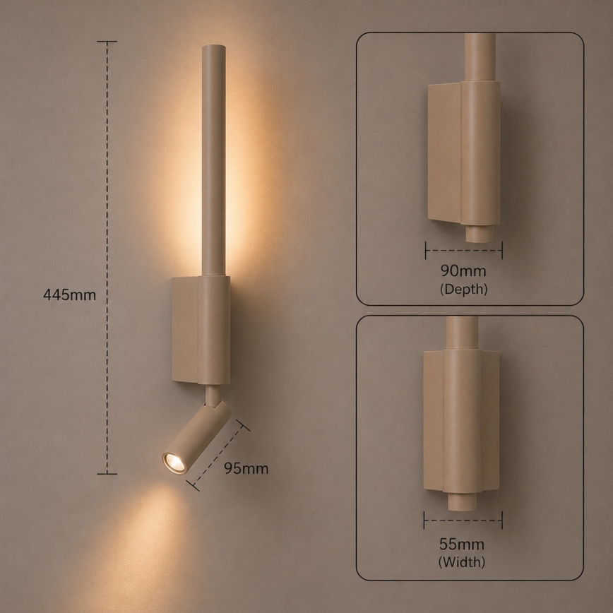 Brilagi - Applique murale spot LED VIXON LED/3W/230V + LED/5W beige IRC 90