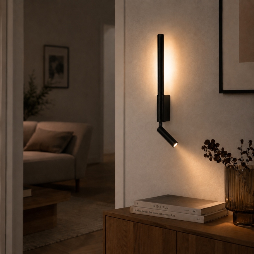 Brilagi - Applique murale spot LED VIXON LED/3W/230V + LED/5W noire IRC 90
