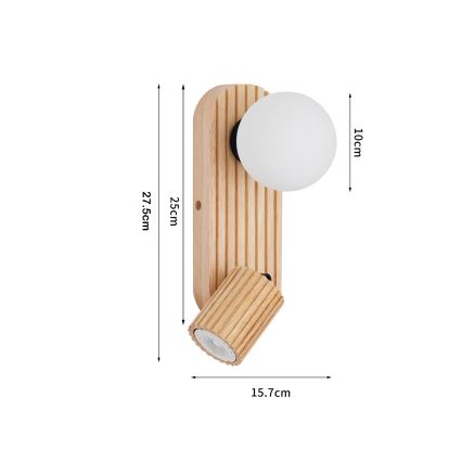 Brilagi - Applique spot murale MODERN WOOD 1xG9/5W/230V + 1xGU10/8W en bois