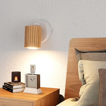 Brilagi - Applique murale spot MODERN WOOD 1xGU10/8W/230V bois d'hévéa/blanc